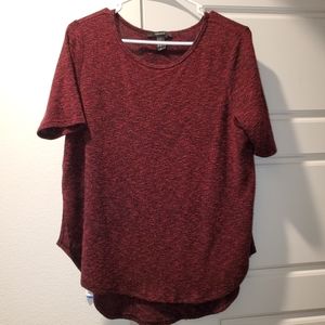 Maroon, bottom side split blouse short sleeve